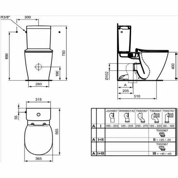 Vas wc pe pardoseala BTW Ideal Standard Connect AquaBlade pentru rezervor asezat [4]