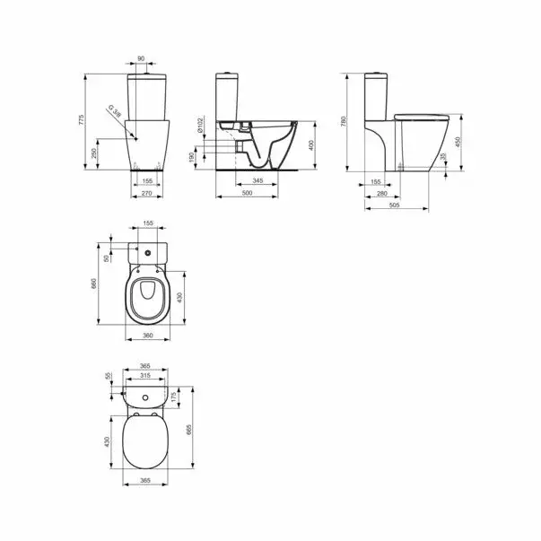 Vas wc pe pardoseala Ideal Standard Connect pentru rezervor asezat [4]