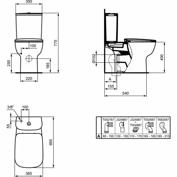 Vas wc pe pardoseala ideal Standard Esedra Aquablade cu evacuare orizontala [2]