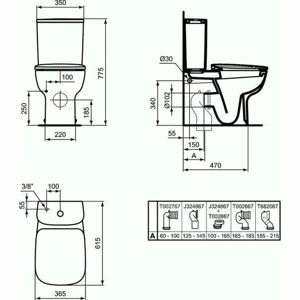 Vas wc pe pardoseala pentru rezervor asezat Ideal Standard Esedra BTW [2]