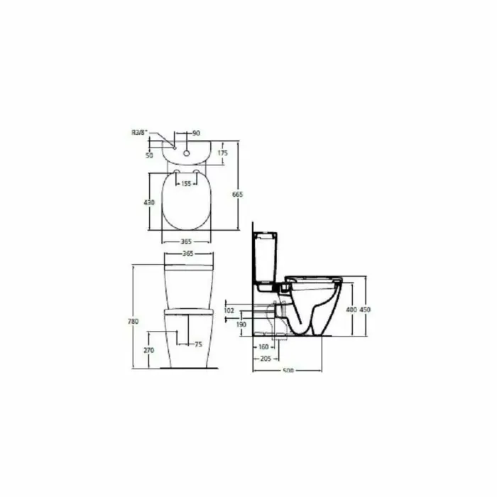 Vas WC stativ 36x66 cm Ideal Standard Connect, E803701 [2]