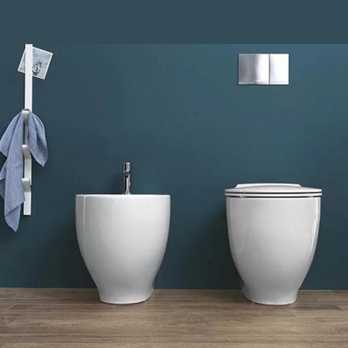 Vas WC stativ, Hatria, Le Fiabe, back-to-wall, pure rim, 36,5 cm, alb [3]