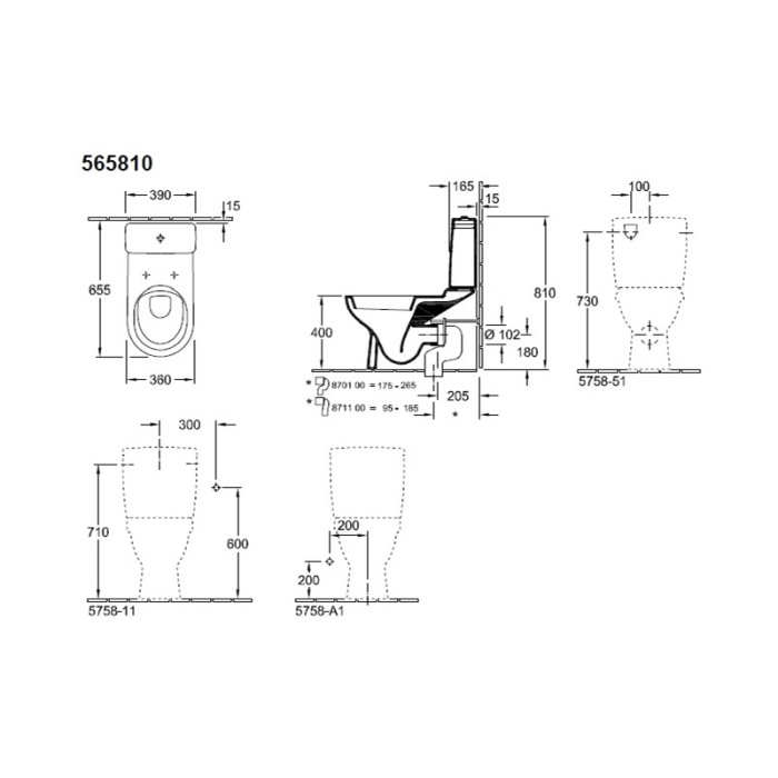 Vas WC stativ Villeroy & Boch, O.Novo, monobloc, alb alpin [2]