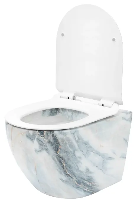 Vas WC suspendabil Carlos Slim Granit Shiny Alb cu model, Rea [3]