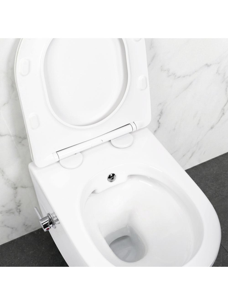 Vas WC suspendabil REA Carlo Lux Rimless cu funcție bideu alb [5]