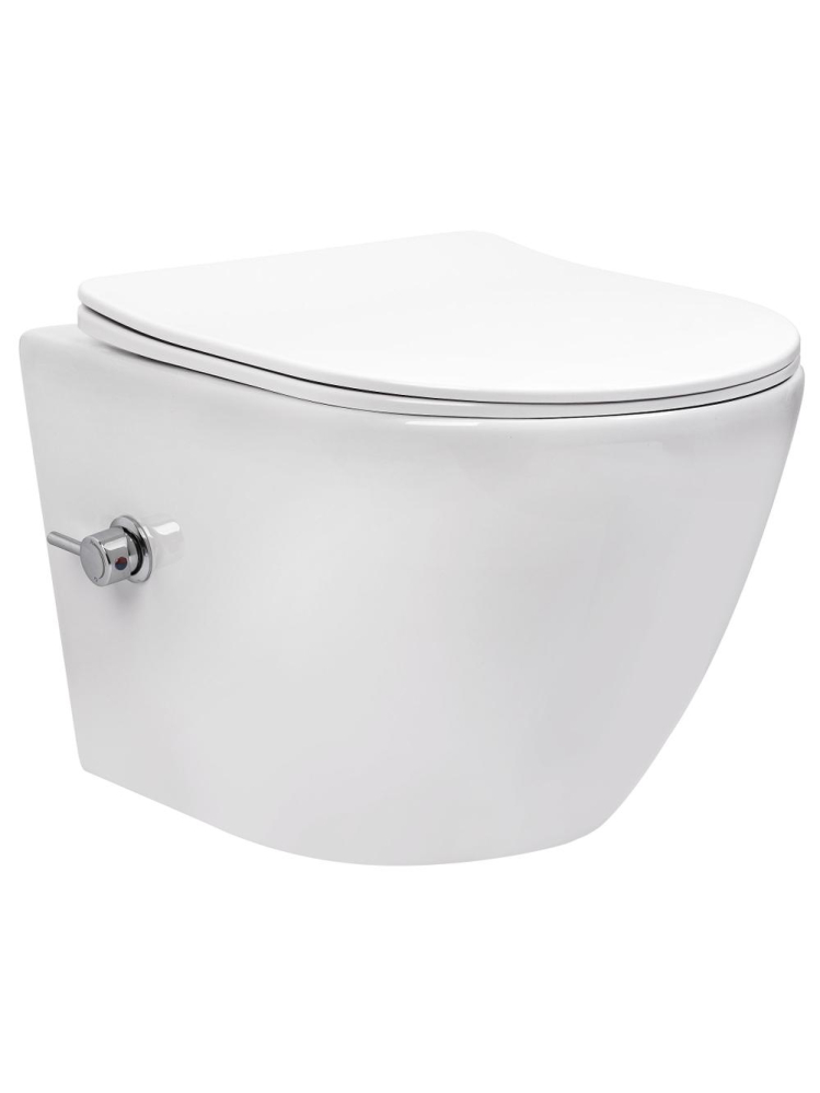 Vas WC suspendabil REA Carlo Lux Rimless cu funcție bideu alb [9]