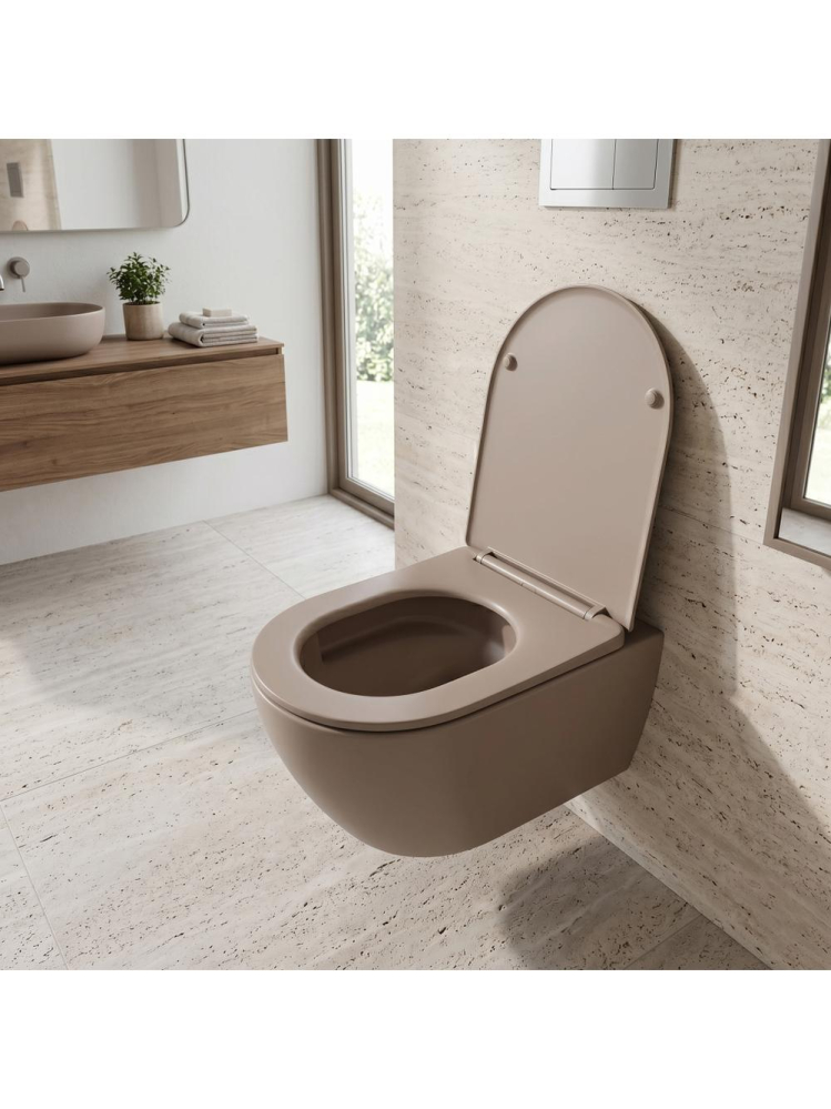 Vas WC suspendabil REA Focus Tornado bej mat 485x360x330 mm Rimless [12]