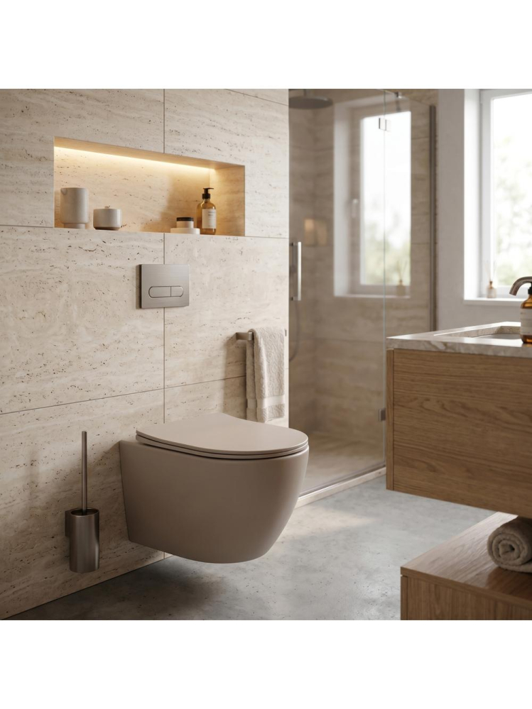 Vas WC suspendabil REA Focus Tornado bej mat 485x360x330 mm Rimless [5]