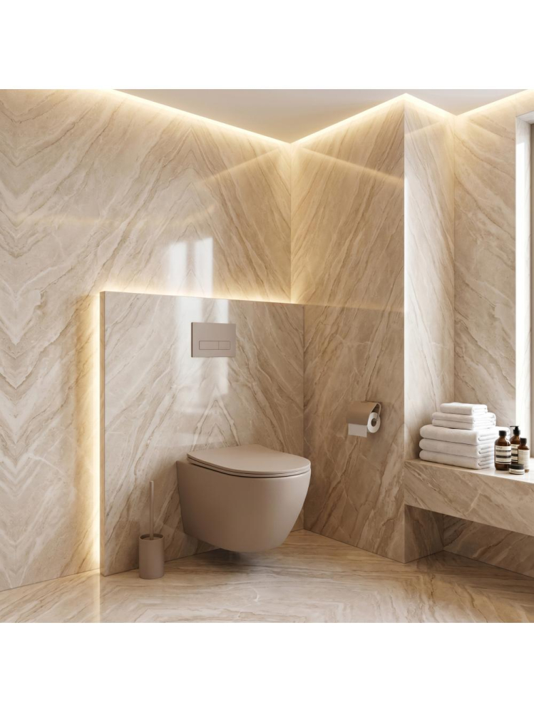 Vas WC suspendabil REA Focus Tornado bej mat 485x360x330 mm Rimless [8]