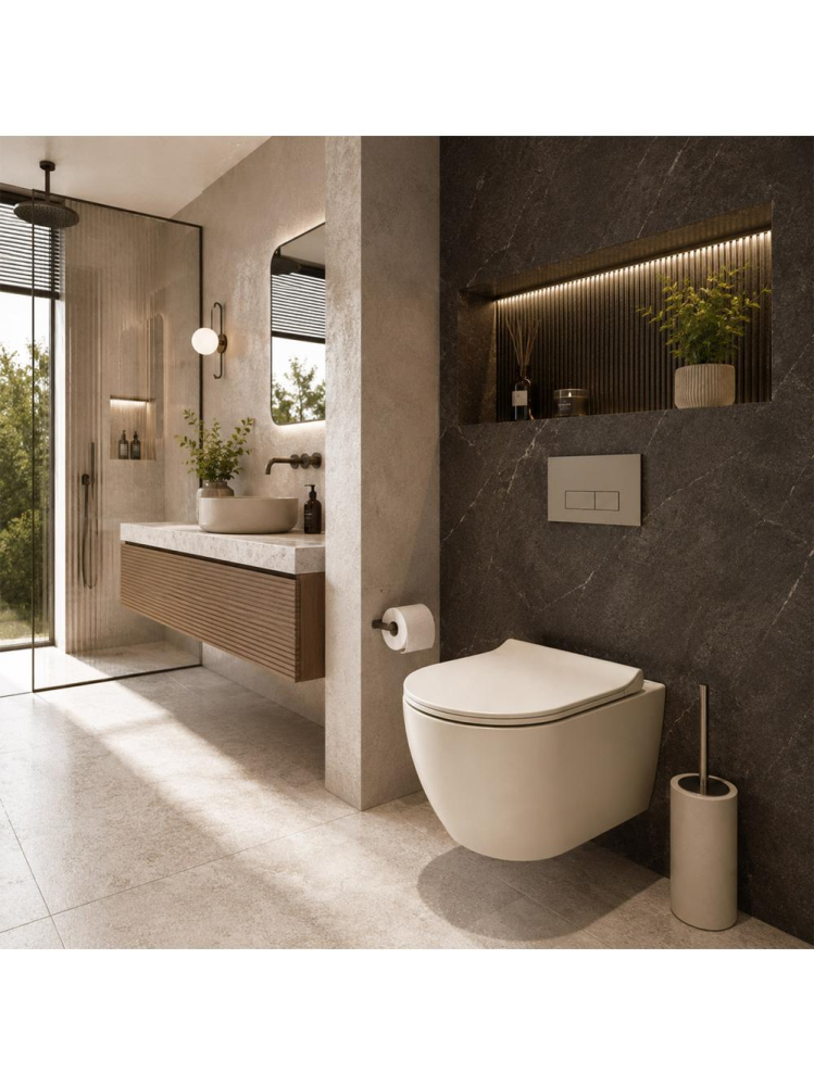 Vas WC suspendabil REA Focus Tornado finisaj mat ecru 485x360x330 mm [5]