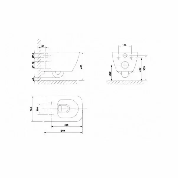 Vas WC suspendat Gala Emma Square Rimless alb lucios [5]