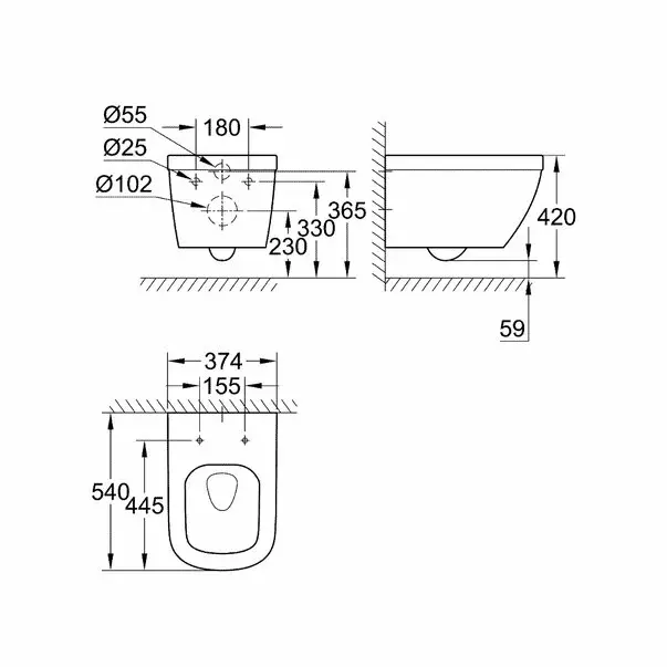 Vas wc suspendat Grohe Euro Ceramic Rimless Triple Vortex [3]