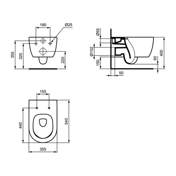 Vas WC suspendat Ideal Standard Atelier Blend Curve AquaBlade alb lucios [16]