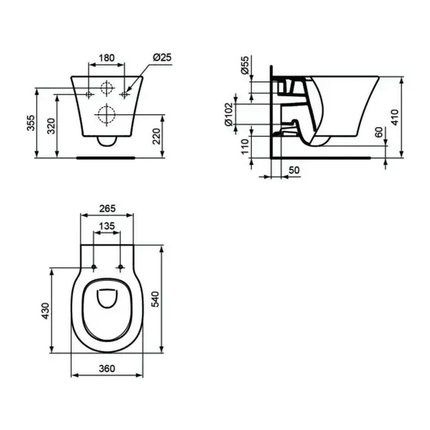 Vas wc suspendat Ideal Standard Connect Air AquaBlade negru mat [2]