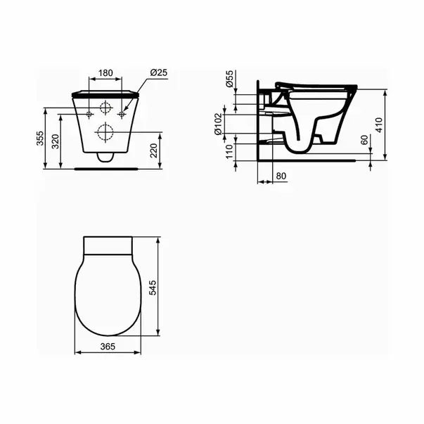 Vas wc suspendat Ideal Standard Connect Air rimless negru mat [3]