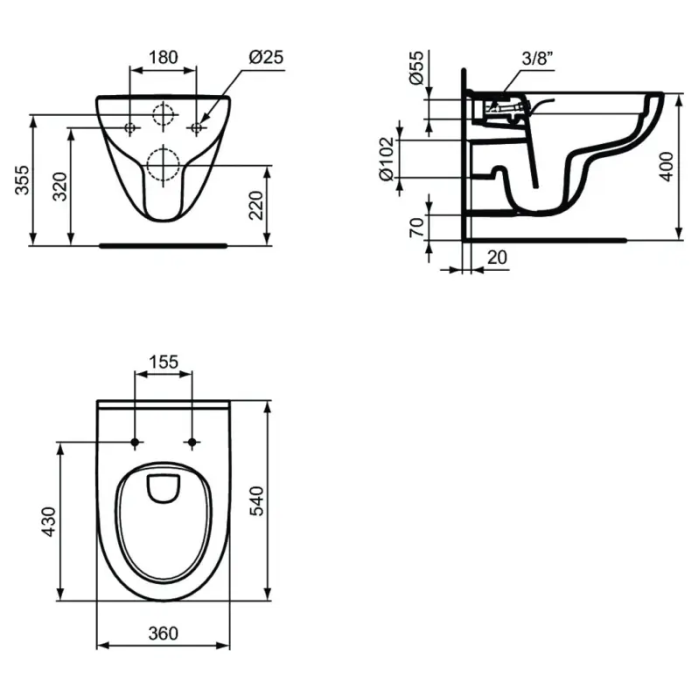 Vas WC suspendat Ideal Standard I.Life A T481701, cu functie bideu, evacuare orizontala [4]