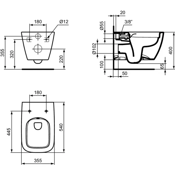 Vas WC suspendat Ideal Standard I.life B rimless alb cu functie bideu [3]