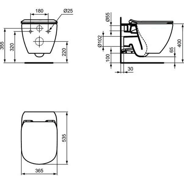 Vas wc suspendat Ideal Standard Tesi Aquablade alb mat [2]
