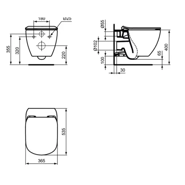 Vas wc suspendat Ideal Standard Tesi AquaBlade negru mat [3]