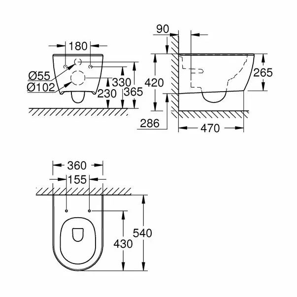 Vas wc suspendat rimless Grohe Essence suprafata PureGuard alb [3]