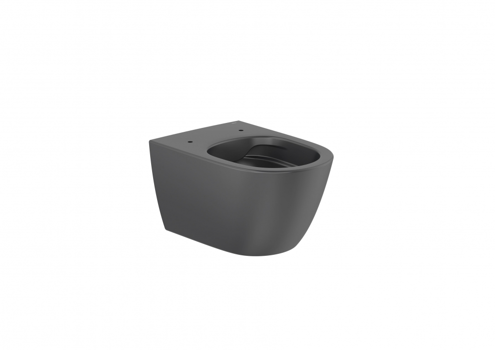 Vas WC suspendat Roca Ona Rimless cu capac inclus 36x53 cm evacuare orizontala negru mat [1]