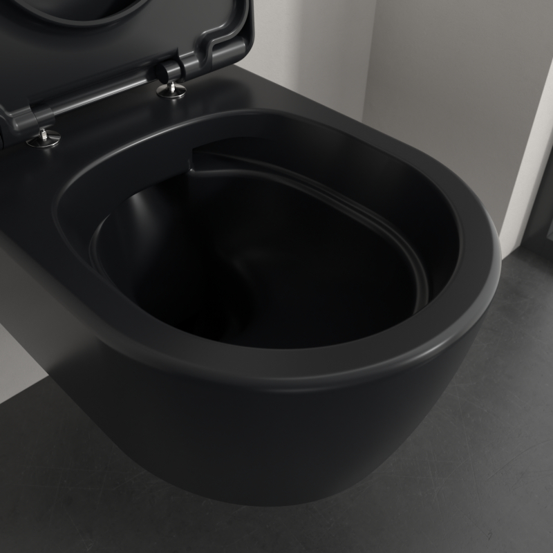 Vas WC suspendat Villeroy&Boch, Skyla CeramicPlus, TwistFlush, Combi-Pack, capac soft close, pure black [7]