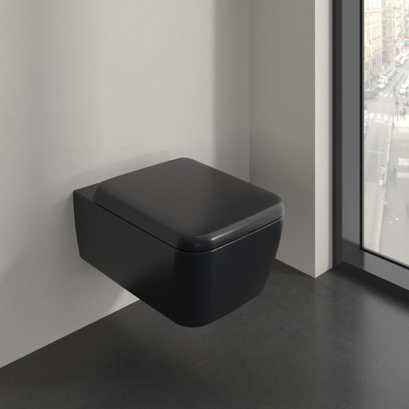Vas WC suspendat Villeroy&Boch, Skyla CeramicPlus, TwistFlush, Combi-Pack, capac soft close, pure black [2]