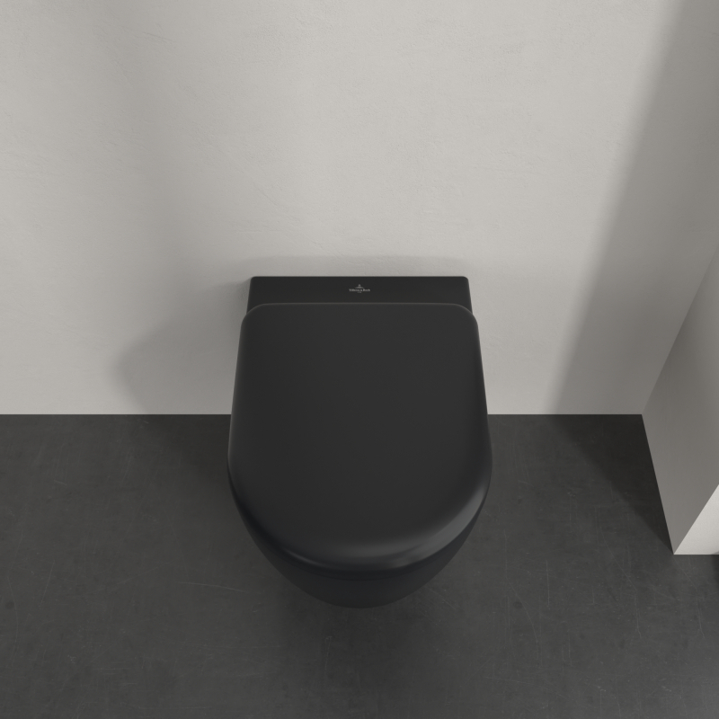 Vas WC suspendat Villeroy&Boch, Skyla CeramicPlus, TwistFlush, Combi-Pack, capac soft close, pure black [4]