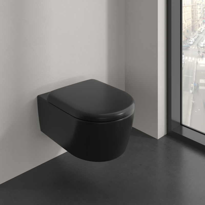 Vas WC suspendat Villeroy&Boch, Skyla CeramicPlus, TwistFlush, Combi-Pack, capac soft close, pure black [2]