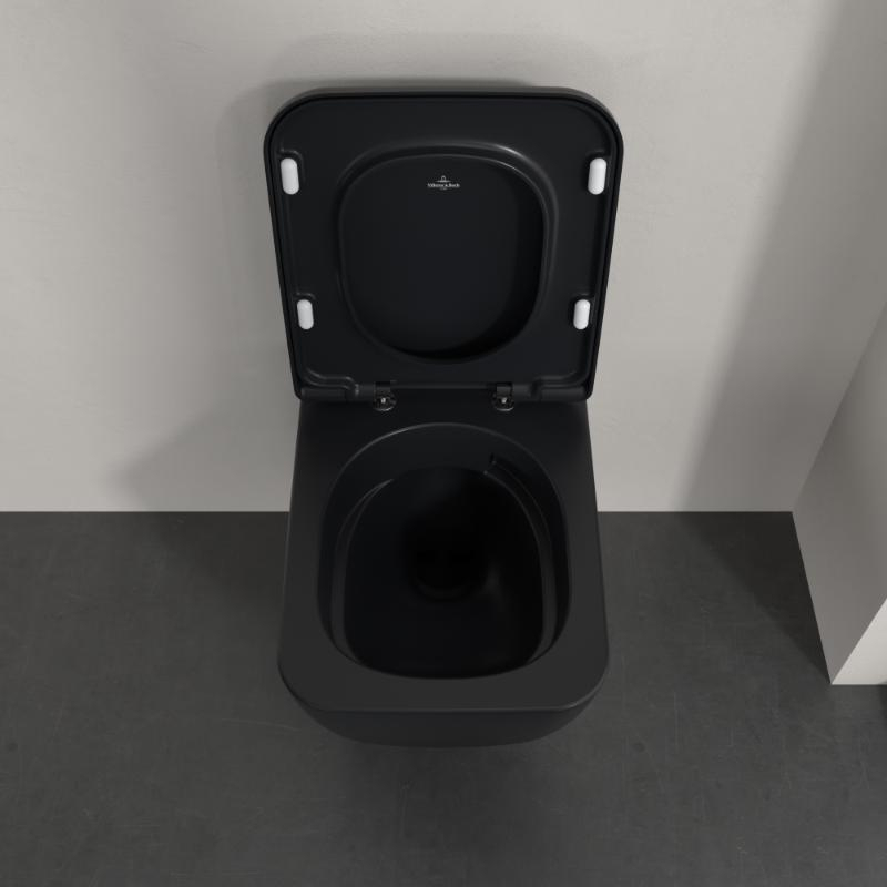 Vas WC suspendat Villeroy&Boch, Skyla CeramicPlus, TwistFlush, Combi-Pack, capac soft close, pure black [6]