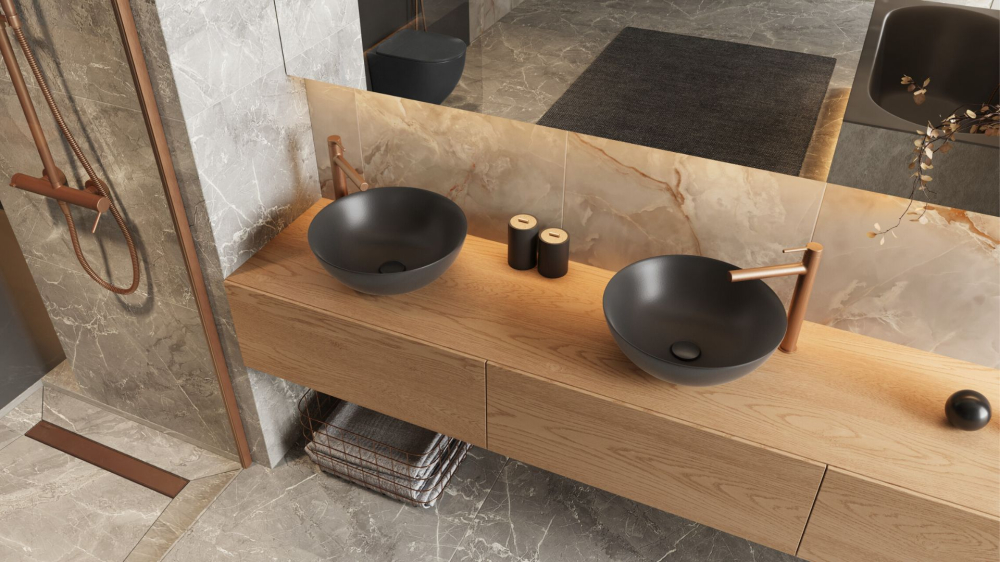 Dop clic-clac lavoar/bideu Excellent corp auriu lucios capac ceramică grafit mat [3]