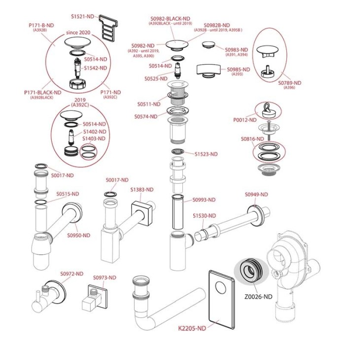 Ventil pentru lavoar, Alcadrain, cu click-clack, preaplin, dop mic, crom [3]