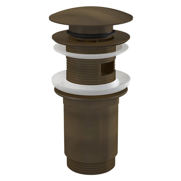 Ventil pentru lavoar cu preaplin, AlcaPlast, cu click-clack si dop mare, bronz antic [1]