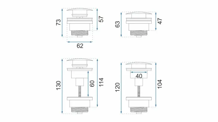 Ventil pentru lavoar universal click-clack Auriu antic, Rea [2]