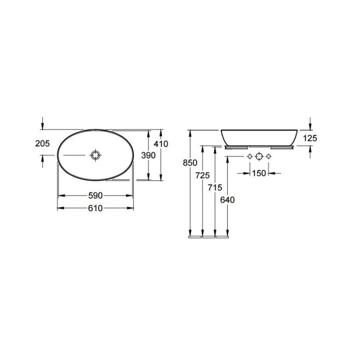 Villeroy-Boch, Artis, lavoar pe blat, oval, 61 cm, alb, tehnologie Titanceram [2]