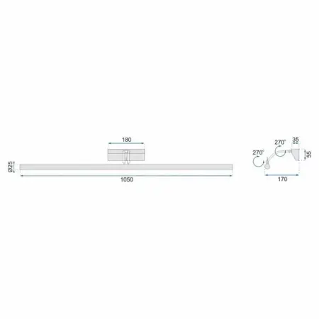 Aplica baie Rea 15w 106 cm gri APP367-1W [1]