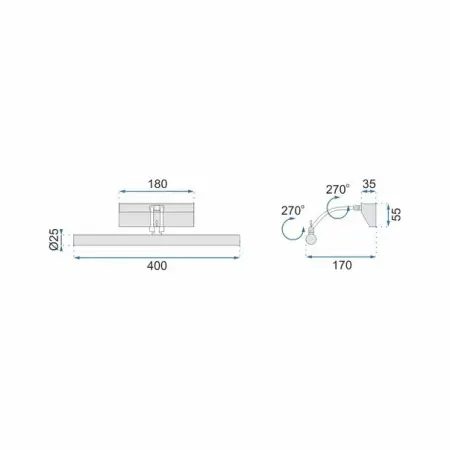 Aplica baie Rea 5w 40 cm gri APP364-1W [1]