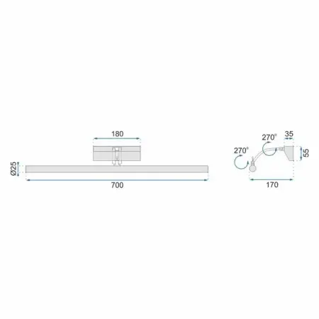 Aplica baie Rea 9w 70 cm gri APP366-1W [7]