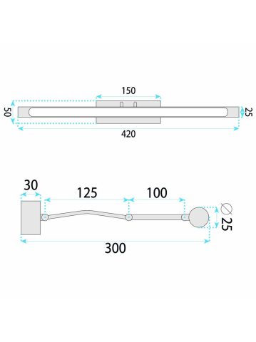 Aplică LED pentru baie SWE022-1W 42cm auriu periat [9]