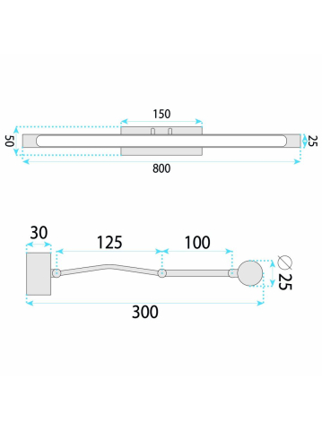 Aplică LED pentru baie SWE024-1W 80cm auriu periat [10]