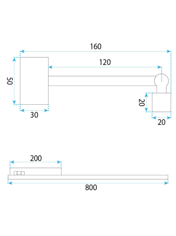 Aplica LED perete Toolight SWE030-1W 80cm crom 800mm sursa LED incorporata [6]