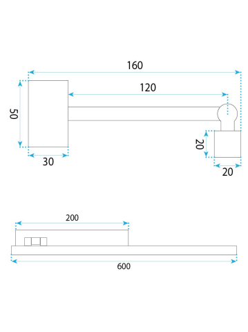 Aplica LED perete Toolight SWE038-1W 600mm cupru periat [7]