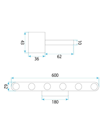 Aplica LED perete Toolight SWE056-W Chrome 600x98x43mm [6]