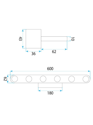 Aplica LED perete Toolight SWE057-W auriu 600mm baie [5]