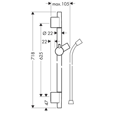 Bara de dus, Hansgrohe, Unica S Puro, cu furtun, 65 cm, alb mat [1]