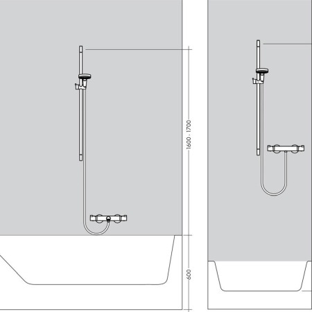 Bara de dus, Hansgrohe, Unica S Puro, cu furtun, 65 cm, negru mat [3]