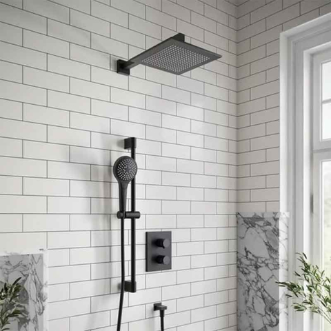 Bară de duș Villeroy&Boch, Universal Showers, 40 cm, profil pătrat, negru mat [1]