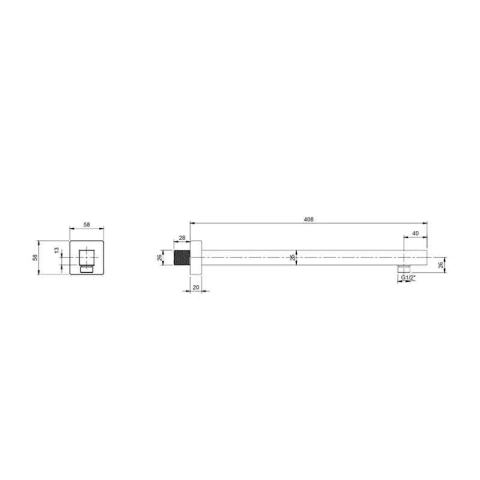 Bară de duș Villeroy&Boch, Universal Showers, 40 cm, profil pătrat, negru mat [6]