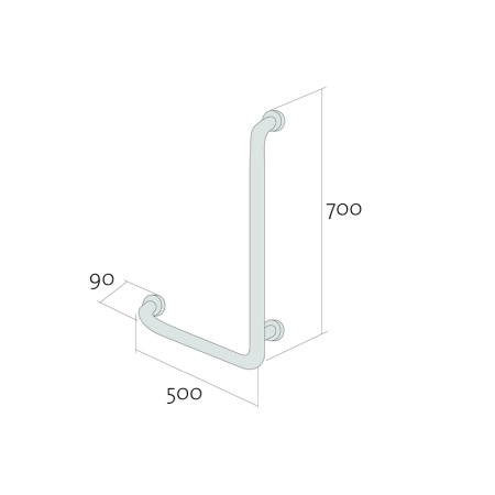 Bara fixa Cersanit, Etiuda, cu montaj pe perete, de stanga, 50x9x70 cm, inox [1]