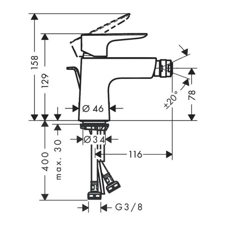 Baterie bideu cu ventil Hansgrohe, Talis E, bronz periat [1]